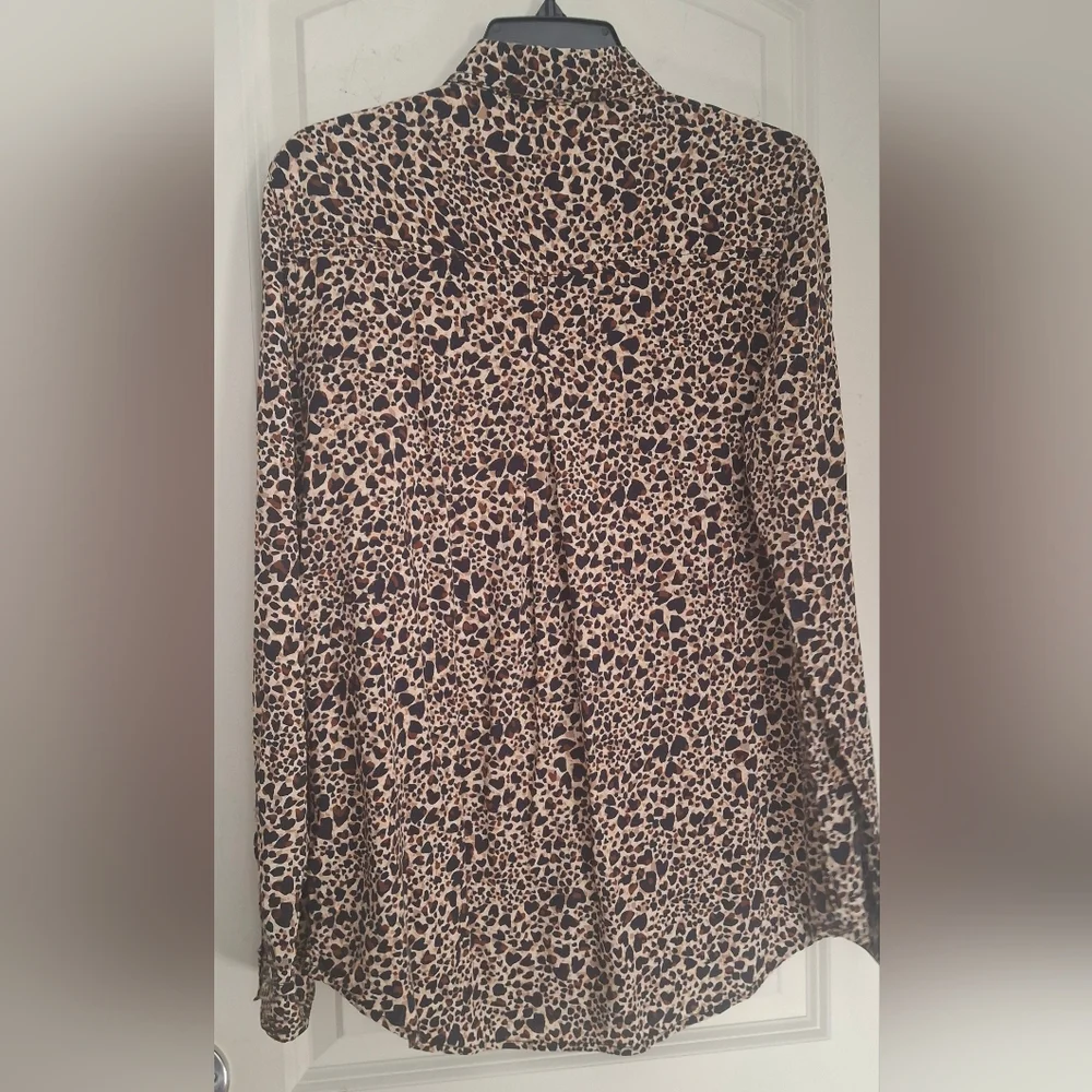 Beach Lunch Lounge Women's Animal Print Blouse S Button Up Long Sleeves Boho - Picture 3 of 9